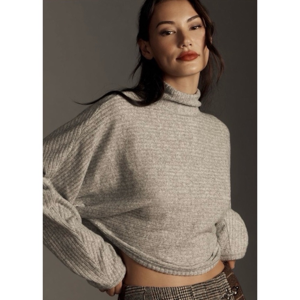 Anthropologie Pilcro NWT Gray Ribbed Batwing Mockneck Sweater